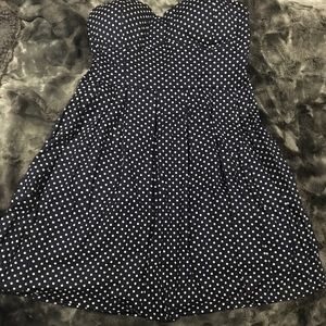 Rue 21 sleeveless navy blue/ white polka dot dress